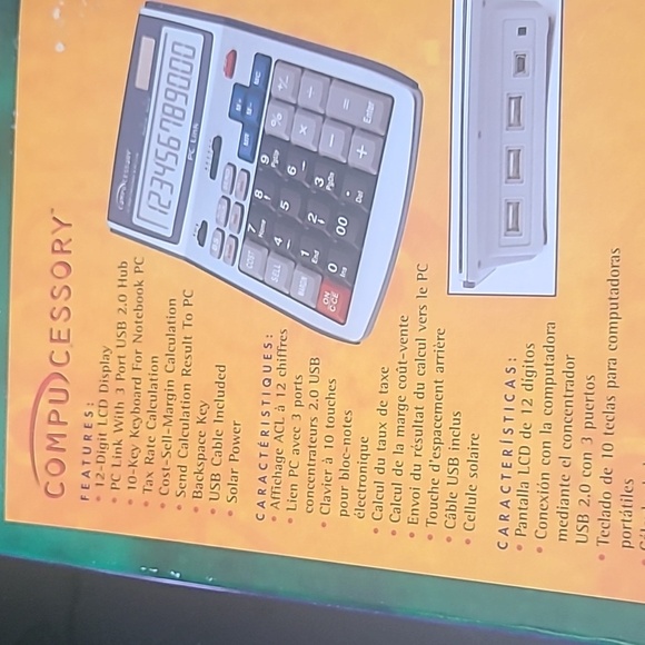 12 digit display calculator 3 port USB hub - Picture 3 of 4